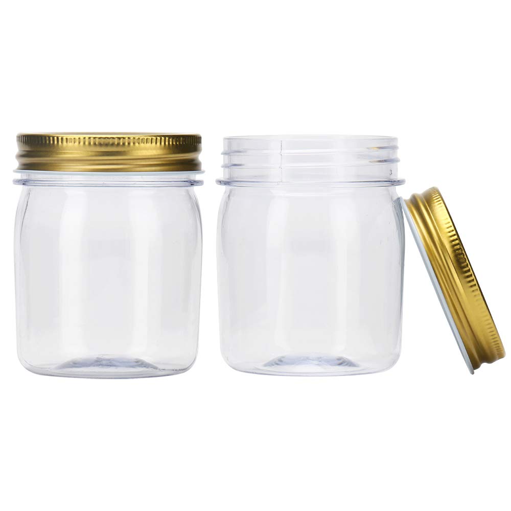 Novelinks 8oz Clear Plastic Jars with Gold Lids - 32 Pack BPA-Free Refillable Round Containers for Spices, Crafts, Beauty & Kitchen Storage - Perfect for Pantry Organization, DIY Projects & Home Decor
