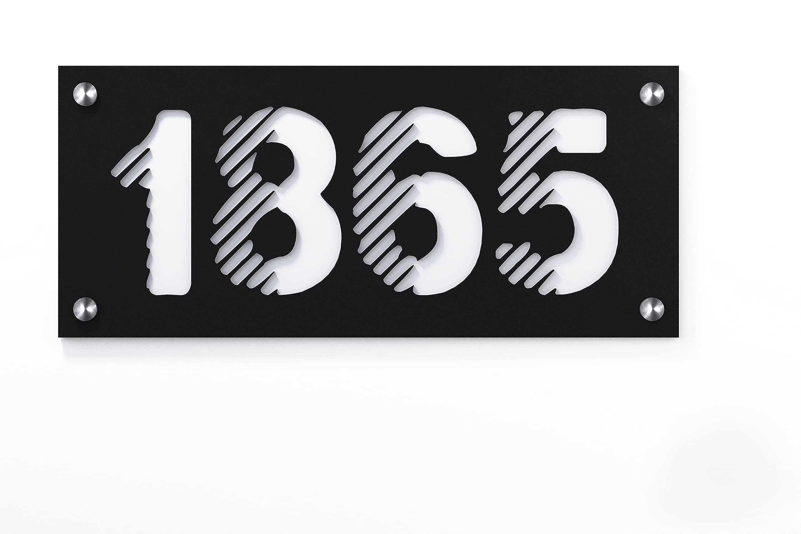 Modern Acrylic House Numbers - Black Rectangle with White Address Plaque - Contemporary Home & Hotel Sign (20
