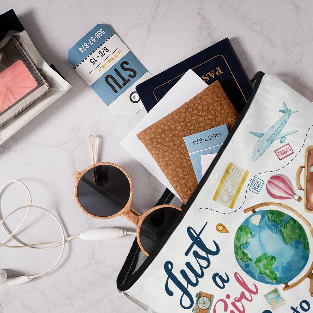 Funny Travel Cosmetic Bag for Women - Cute Makeup Pouch Gift for Girlfriends, Sisters & Travel Lovers - Perfect Birthday Present for Female Travelers - Great for Vacations, Road Trips & Airplane Carry-Ons