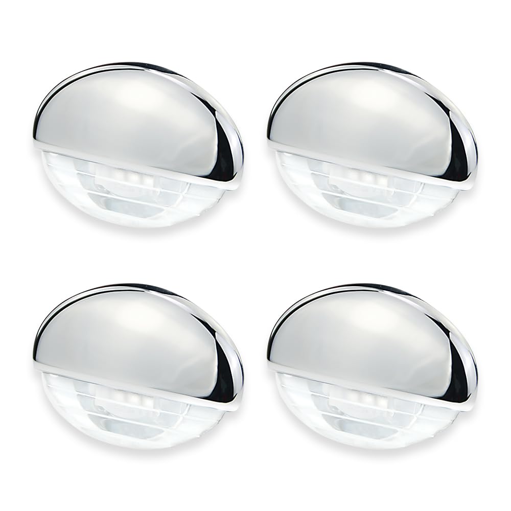 4PCS Waterproof LED Boat Lights - 12VDC Flush Mounted Courtesy & Stair Lights for Yacht, RV, Pontoon (Daylight White) | Interior & Exterior Deck Lighting for Marine, Cockpit, and Cabin Use
