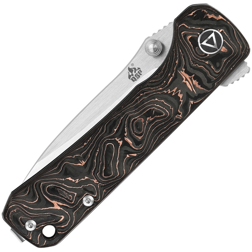QSP Hawk Copper Foil Shredded Carbon Fiber Knife - EDC Pocket Folding Knife for Outdoor Camping, Hiking & Everyday Carry