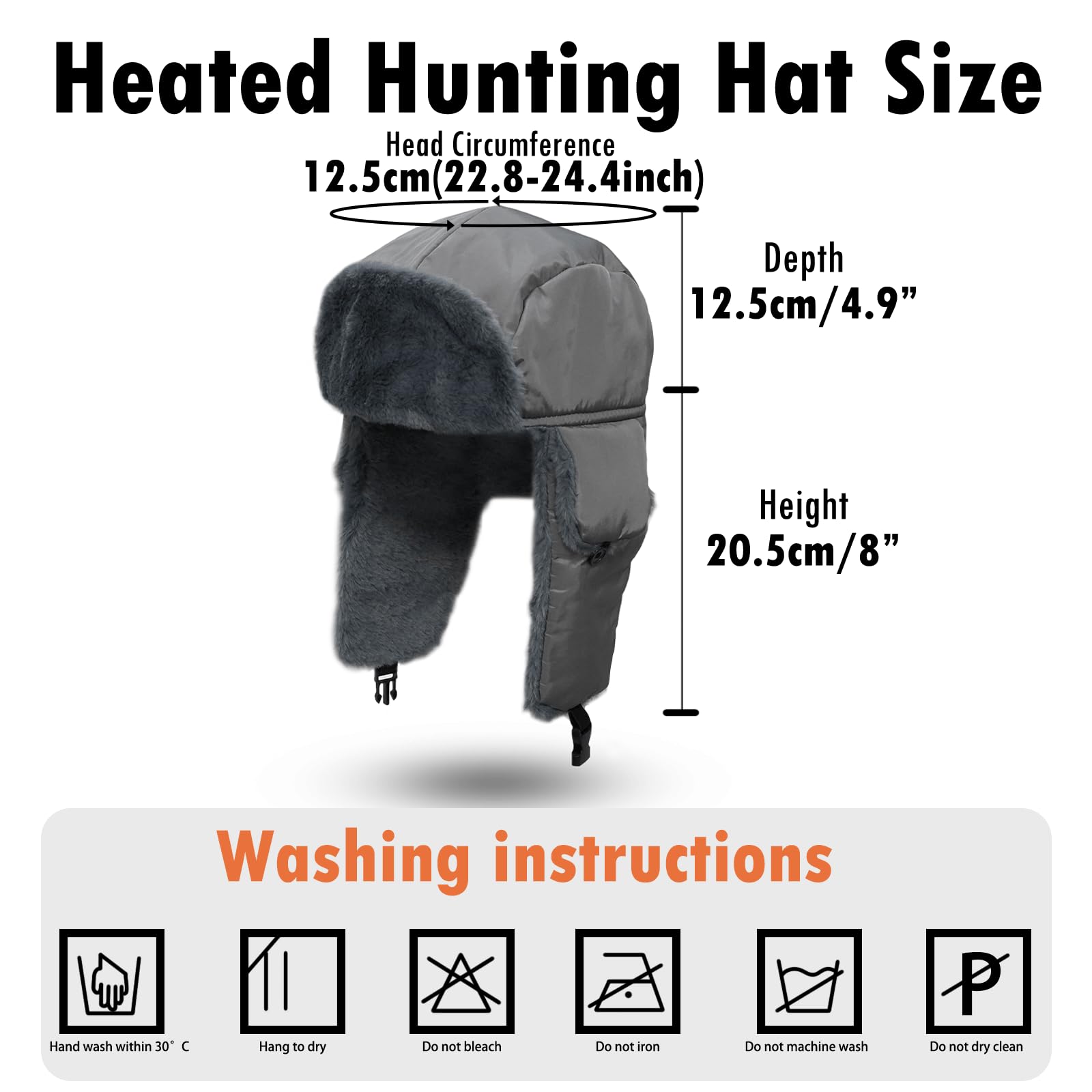 Heated Trapper Hat with 7.4V Rechargeable Battery - Warm Winter Hunting Hat for Men & Women - Faux Fur Lined Outdoor Hat for Skiing, Snowboarding & Cold Weather Activities