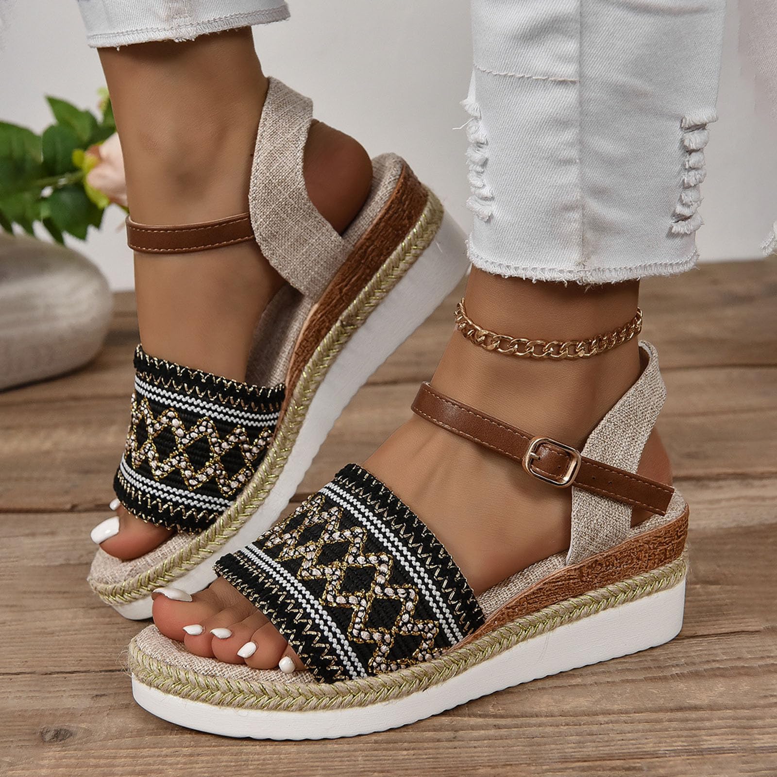 Oelaio Women's Summer Wedge Sandals - Clearance Pink Roman Fish Mouth Golf Sandals for Outdoor, Beach & Casual Wear