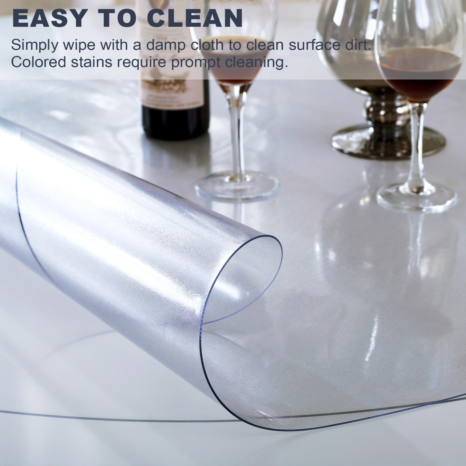 LovePads 1.5mm Thick Frosted Round Table Cover Protector - 72 Inch Durable PVC Plastic Table Pad for Dining Room, Outdoor Events, and Party Decorations