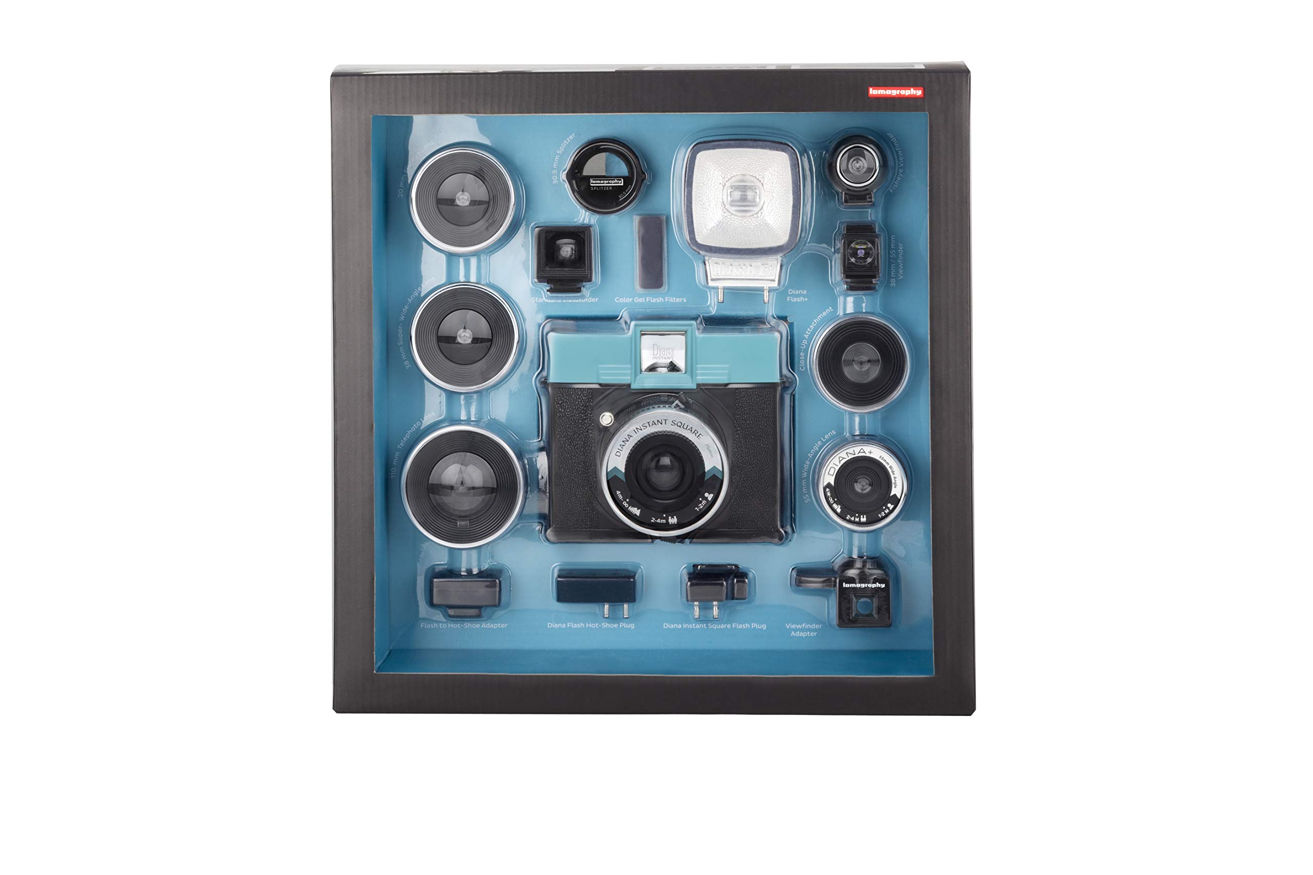 Lomography Diana Instant Square Camera Deluxe Kit with 3 Interchangeable Lenses - Vintage Style Instant Film Camera for Creative Photography, Travel & Special Events