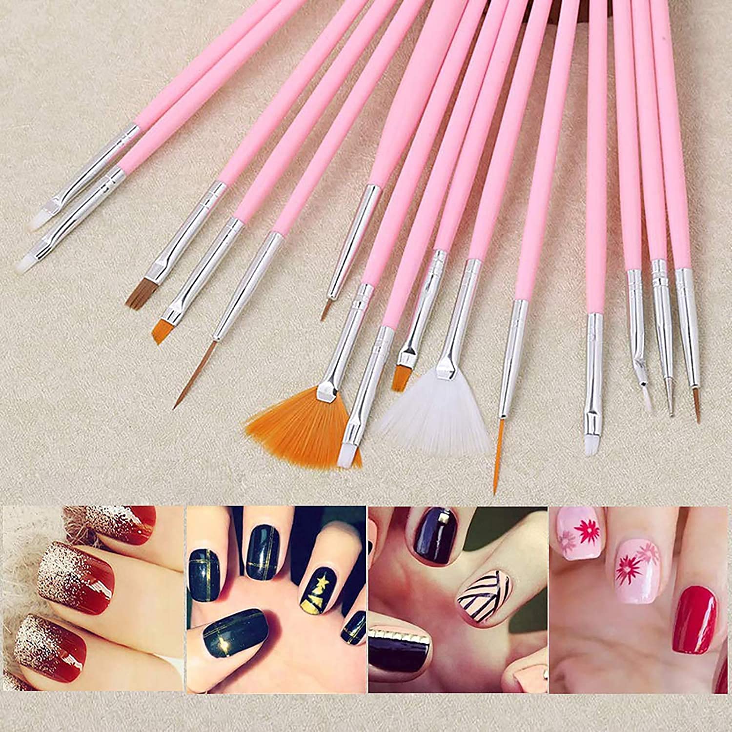 20-Piece Nail Art Pen Set with 5 Dual-End Dotting Tools & 15 Brushes for UV Gel Polish - Professional DIY Nail Design Kit for Manicure, Salon & Home Use