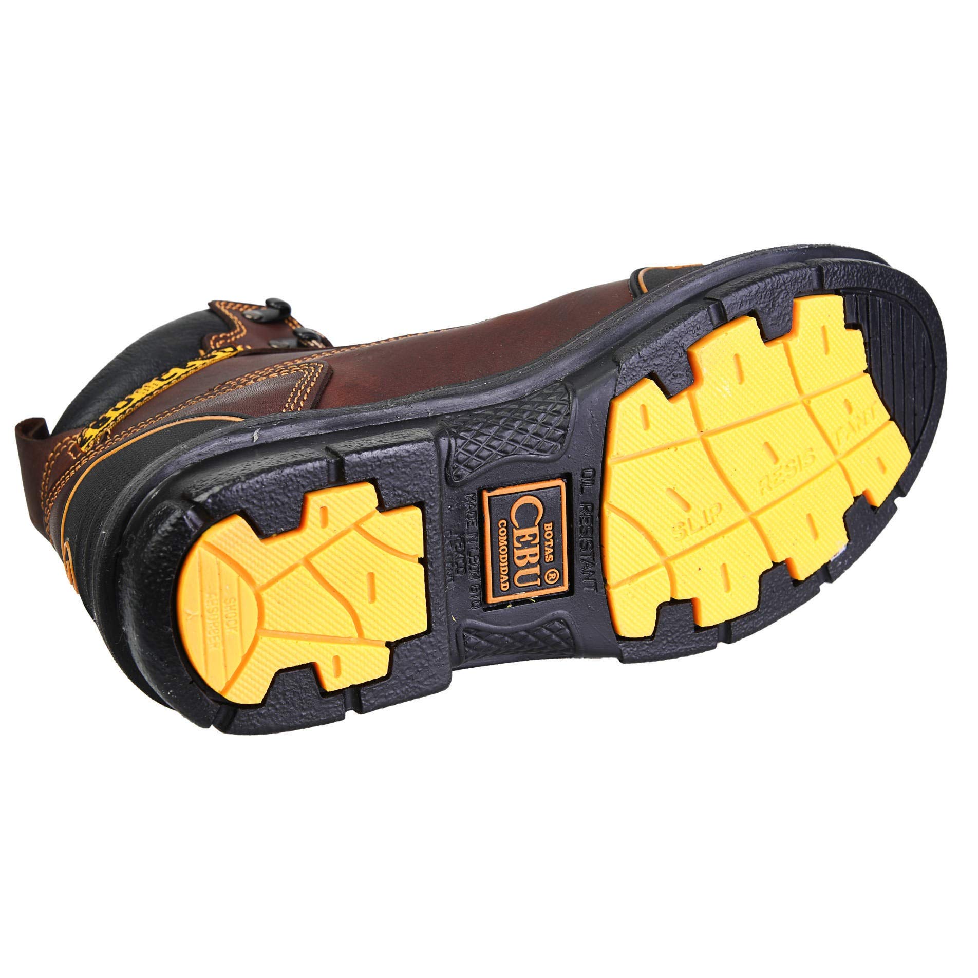 BorceShark Men's 6 Inch Steel Toe Work Boots - Safety Lace Up Boots with Rubber Shield Protection, Oil & Acid Resistant - Ideal for Construction, Manufacturing, Warehouse & Utility Workers - Durable Work Shoes for Heavy Duty & Outdoor Jobs