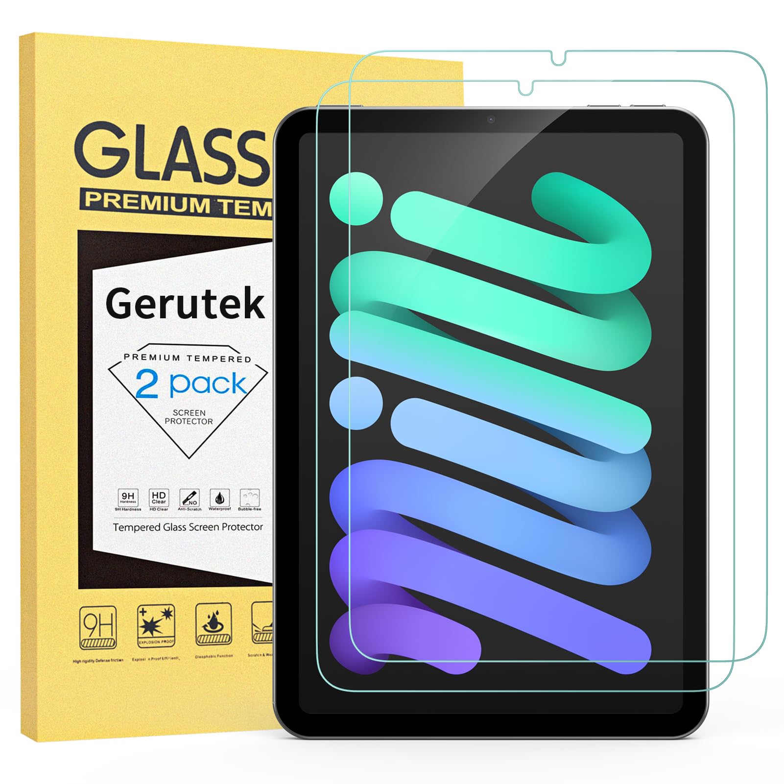 Gerutek [2 Pack] 9H Tempered Glass Screen Protector for iPad Mini 7 (A17 Pro) 2024 & iPad Mini 6 (2021) 8.3 Inch - HD Clear Anti-Scratch Protection - Perfect for Work, Study & Entertainment