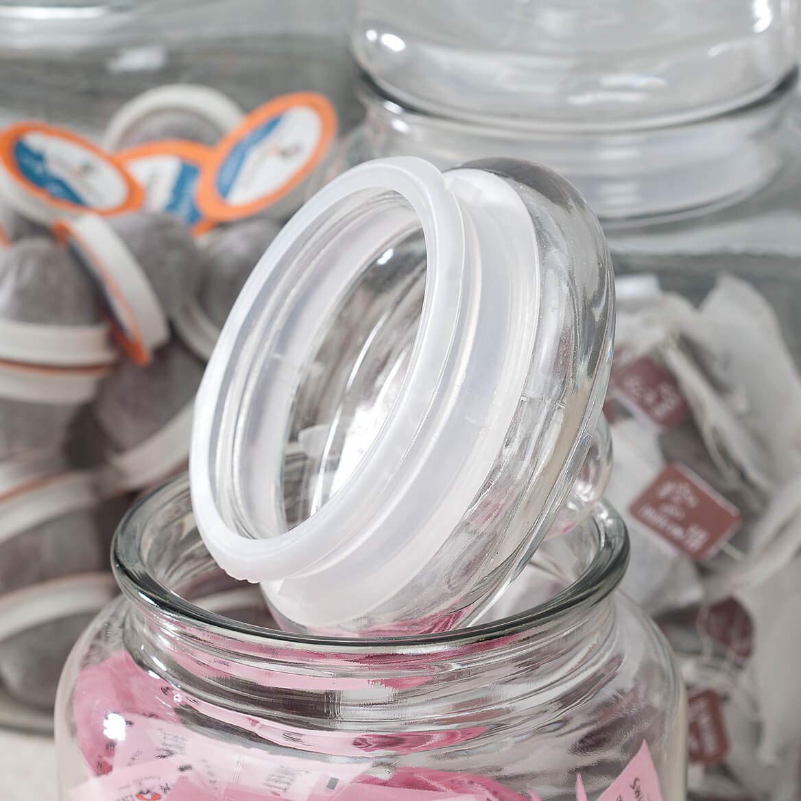 Clear Glass Apothecary Jars with Airtight Lids - Set of 3 Decorative Storage Canisters for Kitchen, Bathroom & Office Organization - Perfect for Spices, Cotton Balls, Candies & Home Decor