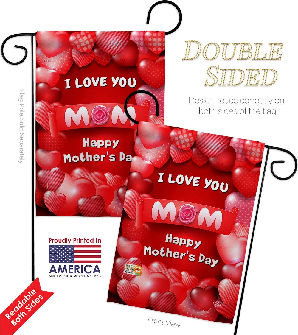 Love You Mom Garden Flag Set - Mother's Day Gift for Yard Decor