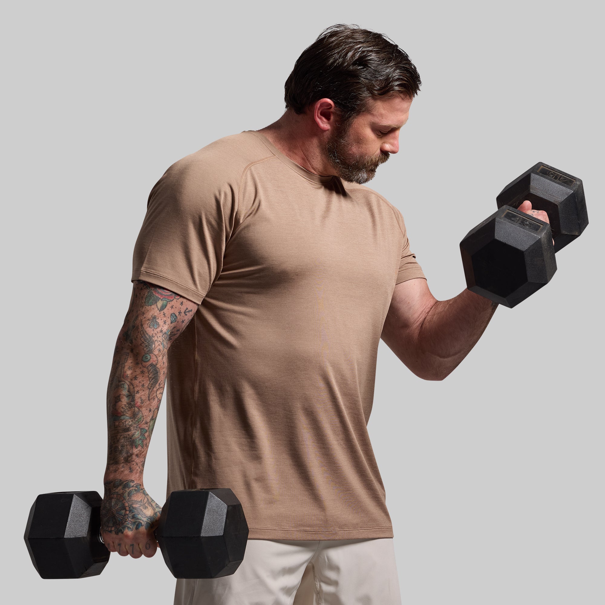 Men's Workout Training Tee - Soft Moisture-Wicking Performance T-Shirt for Gym & Running (Mocha Brown) | Ideal for Fitness, CrossFit & Active Lifestyle