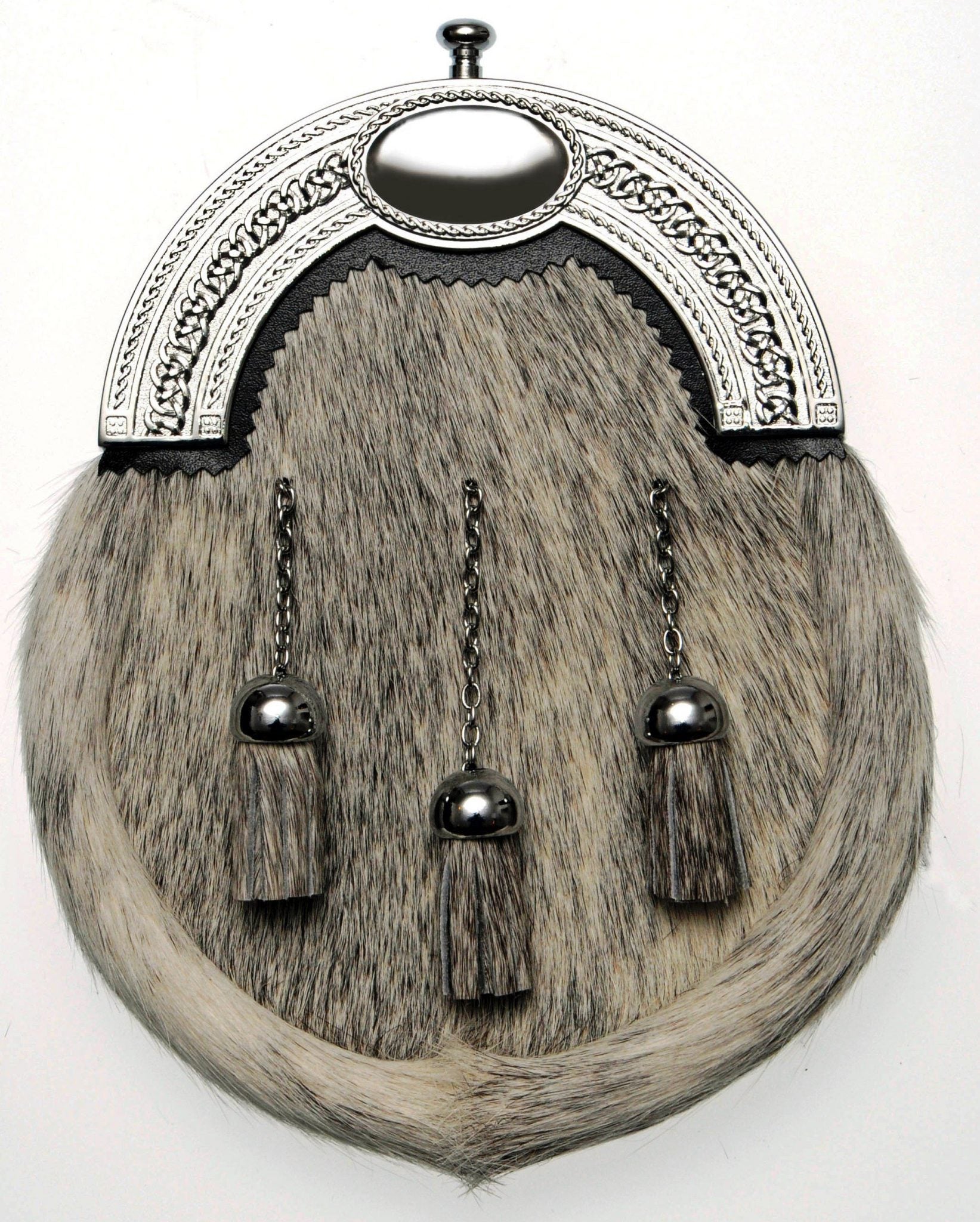 Premium WES6 Chrome Dress Sporran - Genuine Sealskin Leather - Perfect for Scottish Highland Wear & Formal Events