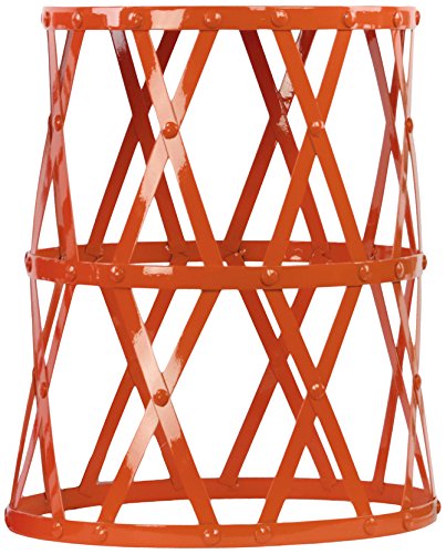 Stylish Gloss Red Metal Cylindrical Table with Truss Web Member Design - Perfect for Modern Living Rooms, Offices & Industrial-Style Spaces