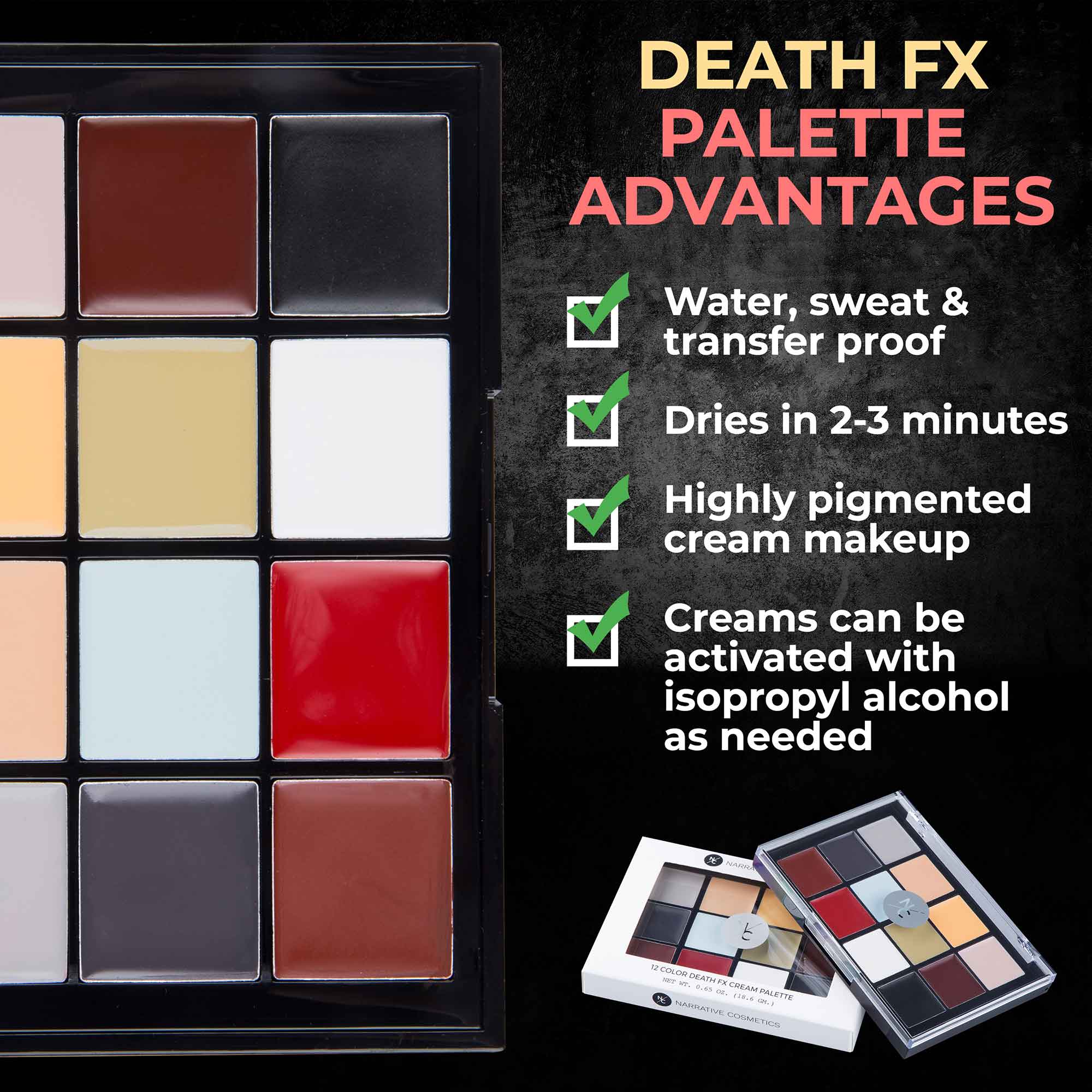 Professional Quick-Drying Death FX Cream Makeup Palette - Halloween, Cosplay & Special Effects Makeup Kit for Theater & Film