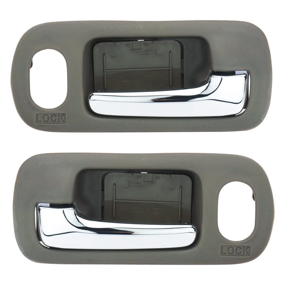 TRQ Front Chrome & Brown Inside Door Handle Pair Set - Compatible with Honda Civic Sedan (Power Lock) - Easy Installation & Durable Replacement for Interior Door Accessories
