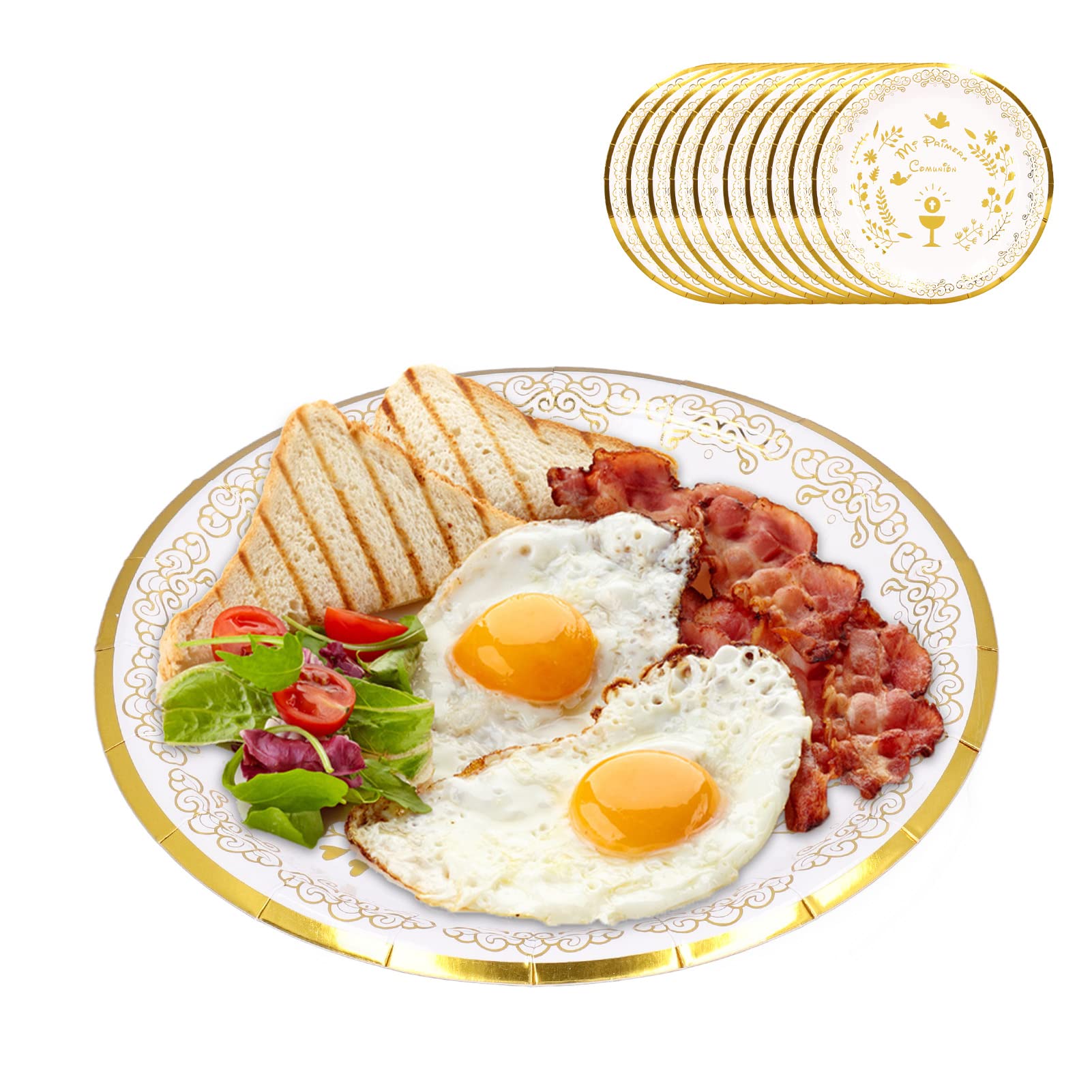 Omabeta 10-Pack Disposable Paper Plate Holders - Round, Cut-Proof & Microwave Safe Food Trays for Parties, Picnics, BBQs & Events - Perfect for Serving Snacks, Meals & Desserts at Outdoor Gatherings