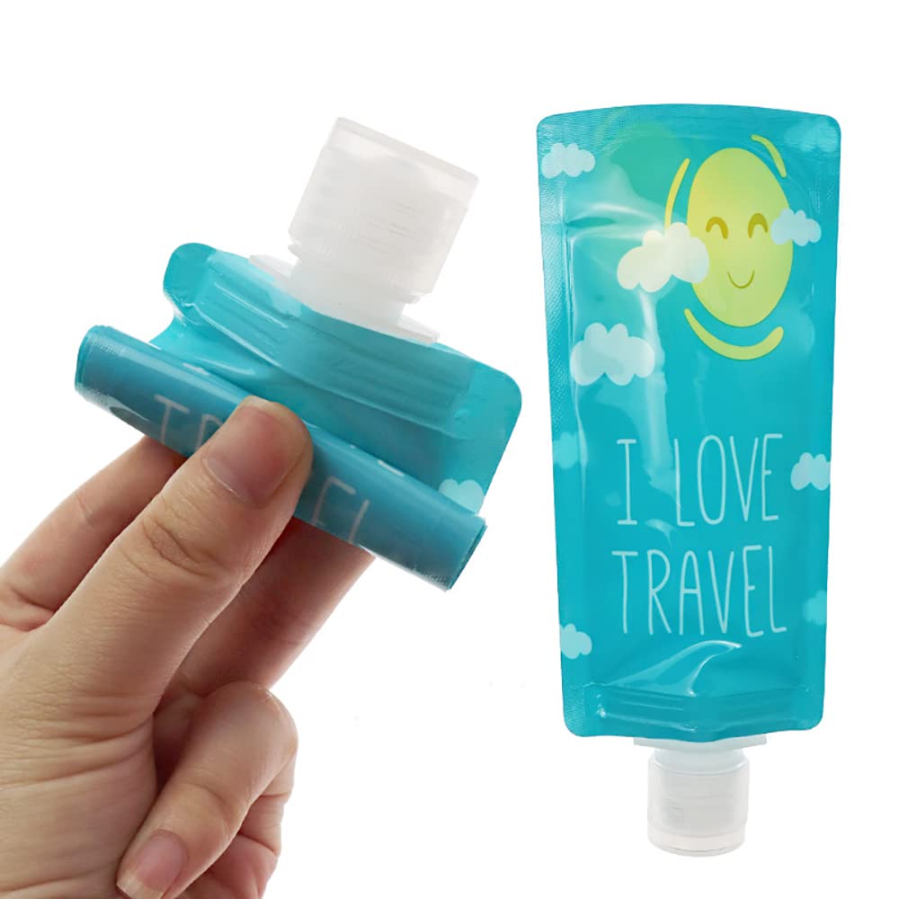 Refillable Leak-Proof Travel Bottles Set - 4 Pack Flat Pouch Toiletry Containers for Shampoo, Conditioner & Lotion | TSA Approved | Perfect for Air Travel, Gym & Vacation (Pink)
