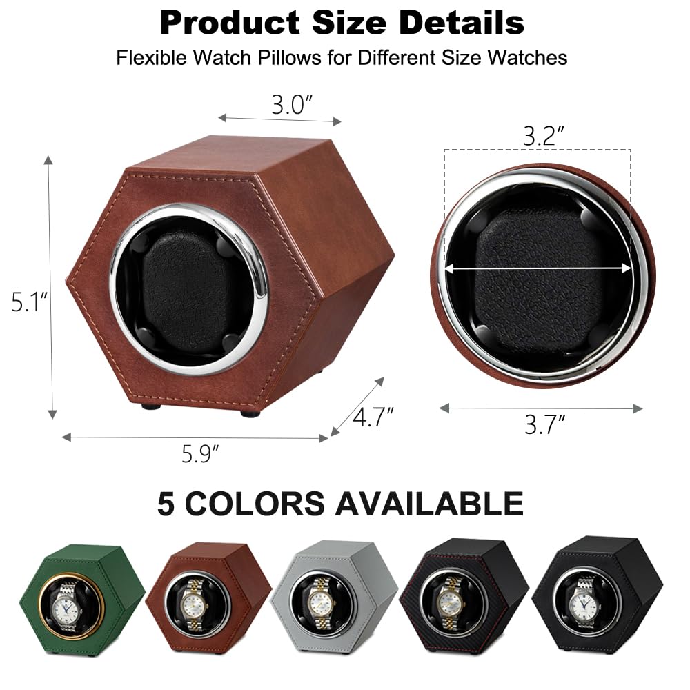 Automatic Single Watch Winder with Flexible Watch Pillow - Japanese Quiet Motor, USB Powered (Adapter Not Included) - Perfect Gift for Men & Women - Ideal for Watch Collectors & Luxury Timepiece Storage