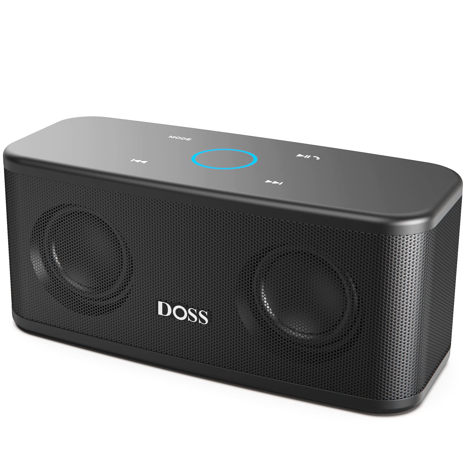 DOSS SoundBox Plus 16W HD Bluetooth Speaker with Deep Bass, Wireless Stereo Pairing, Touch Control, Multi-Color LED Lights, 20H Playtime - Portable Wireless Speaker for iPhone, Android, Home, Office, Parties & Outdoor Adventures