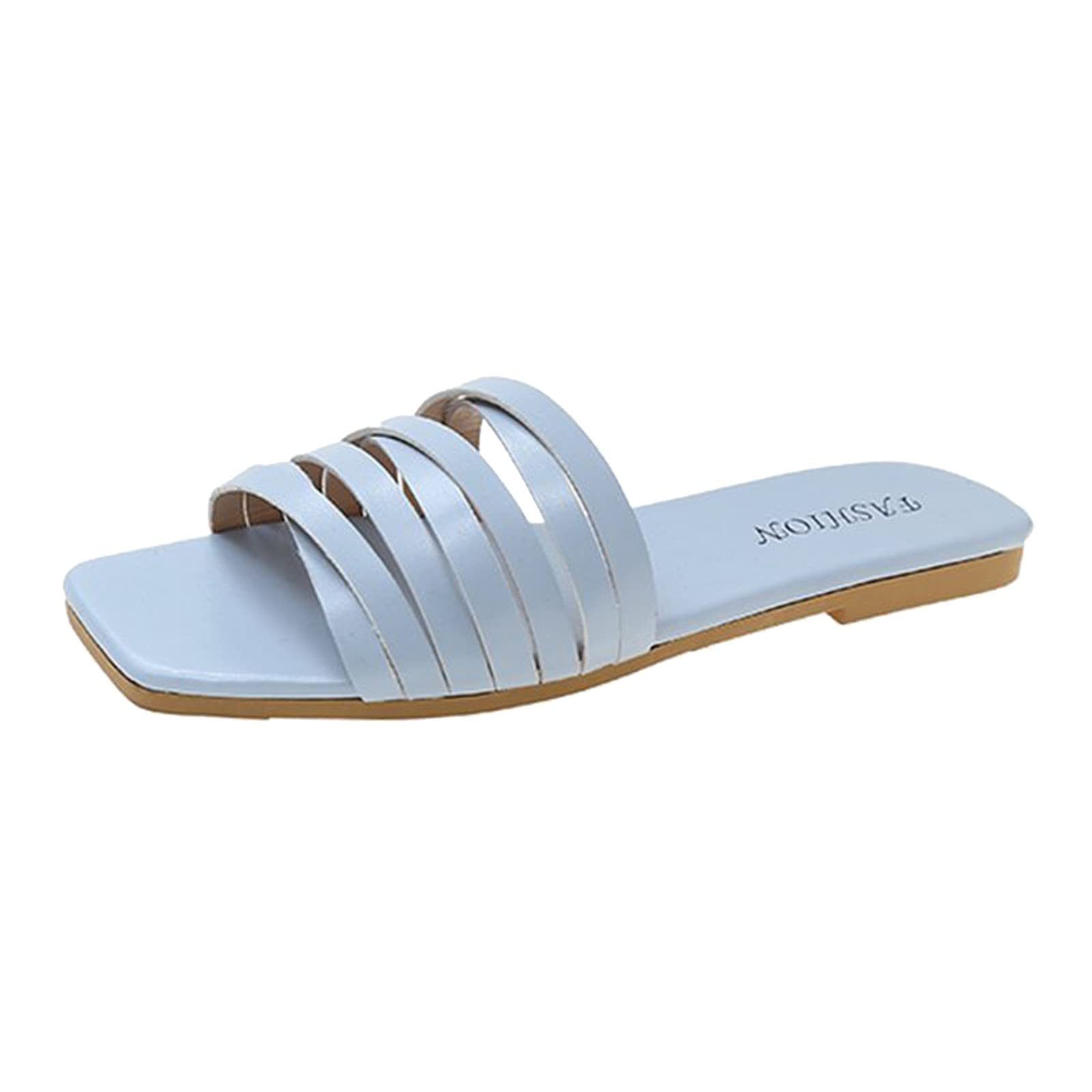 Women's Breathable Casual Slides - Comfortable Indoor & Outdoor Flat Slippers for Women (Blue, Size 8.5) | Perfect for Home, Beach, Yoga, and Daily Errands