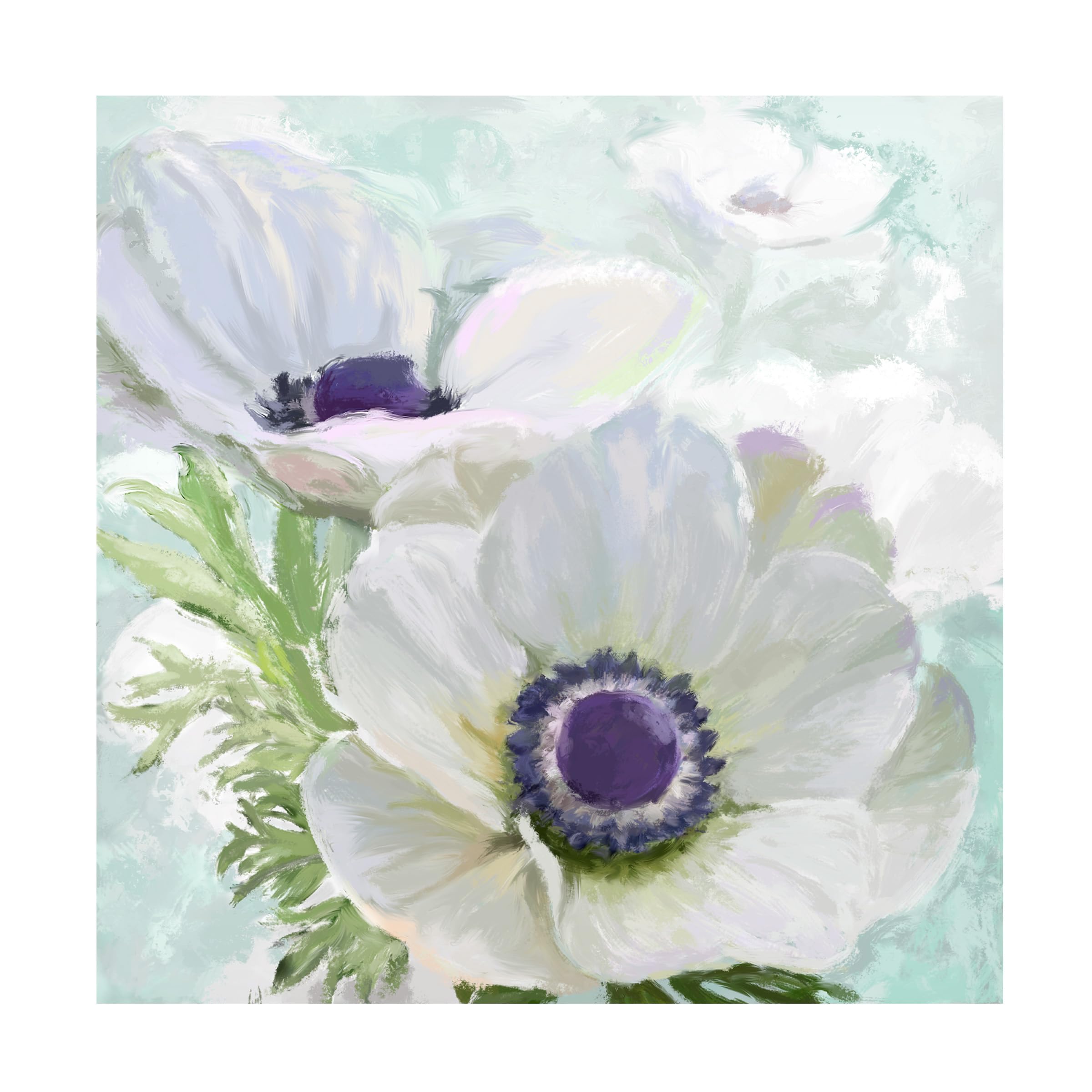 Trademark Fine Art 'Anemone White' Canvas Wall Art Print - Floral Home Decor for Living Room, Bedroom & Office - Handmade by Art Licensing Studio