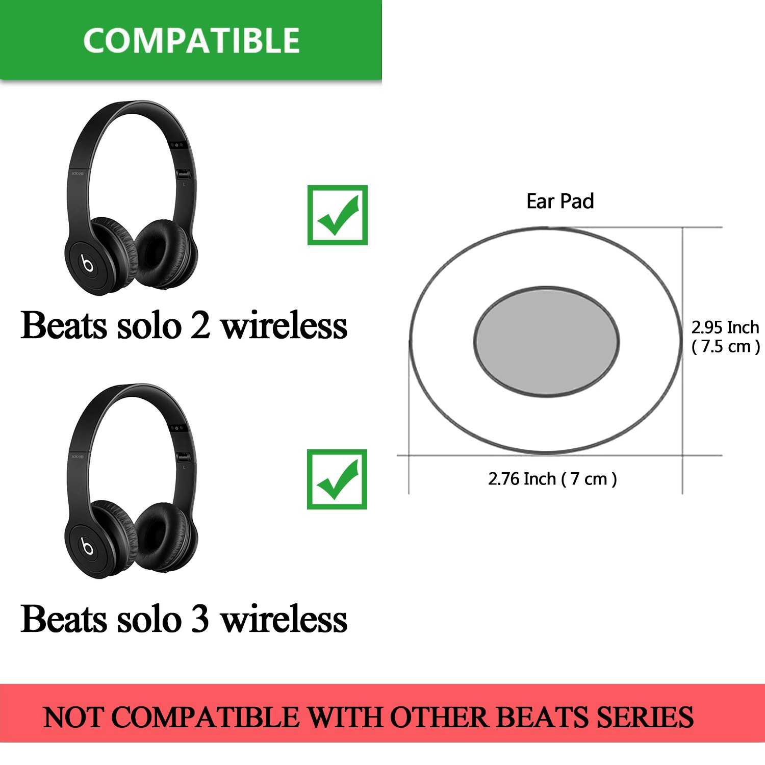 JARMOR Memory Foam Replacement Earpads for Beats Solo 2.0/3.0 Wireless Headphones - Soft Ear Cushion Covers (Turf Green) | Perfect for Workouts, Commuting & Travel Comfort