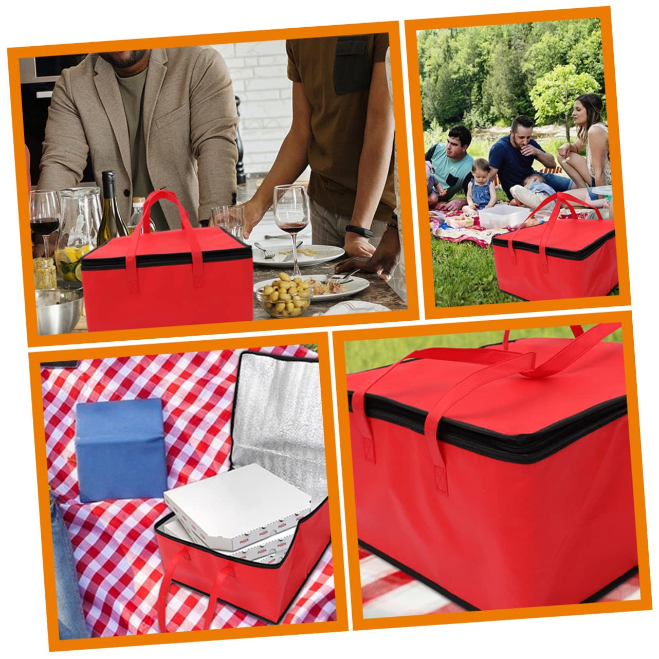 **Hemoton Insulated Food Delivery Bag - 9 Inch Hot & Cold Meal Tote for Pizza, Groceries, Takeout - Red | Perfect for Food Delivery, Picnics & Outdoor Dining**