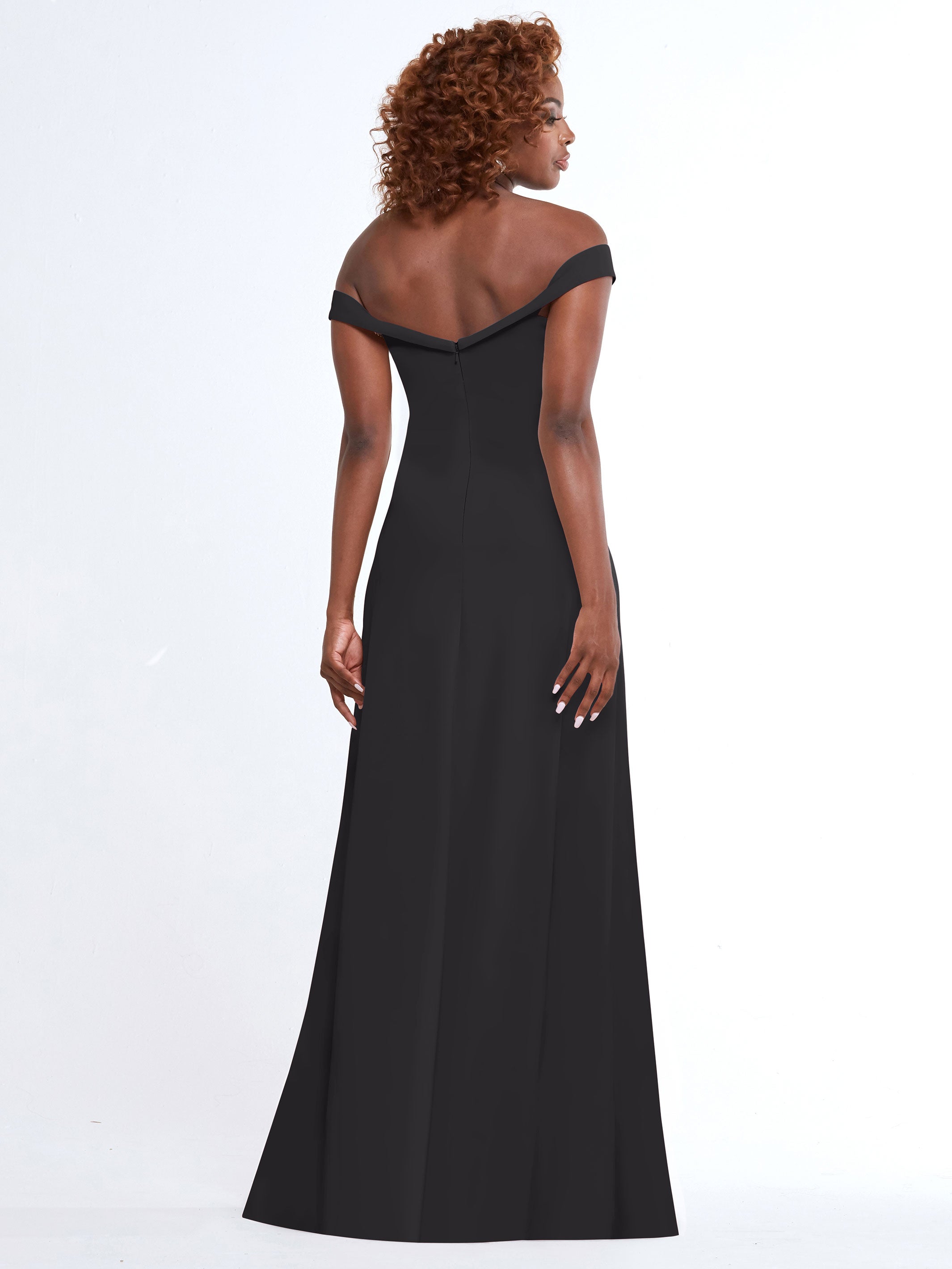 Elegant Off-The-Shoulder Double Knit A-Line Bridesmaid Dress 83050 - Perfect for Weddings, Formal Events & Special Occasions