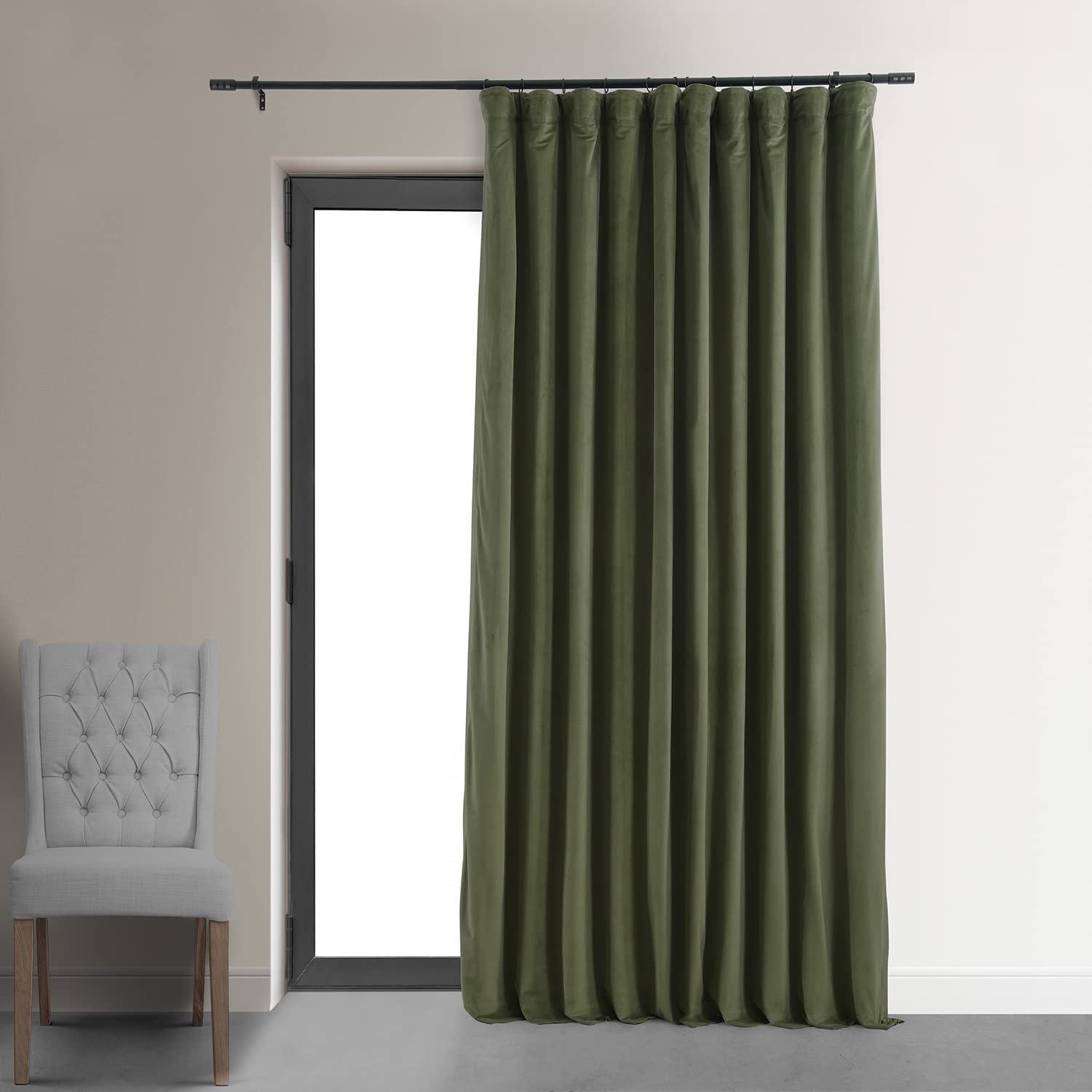 HPD Half Price Drapes Extra Wide Signature Blackout Velvet Curtains - 96 Inch Length, 1 Panel, 4-Pass Hotel Blackout Lined Thermal Insulated Window Drapes for Bedroom (100W x 96L, Hunter Green) - Perfect for Light Blocking, Privacy & Energy Efficiency in Living Room, Nursery & Home Theater