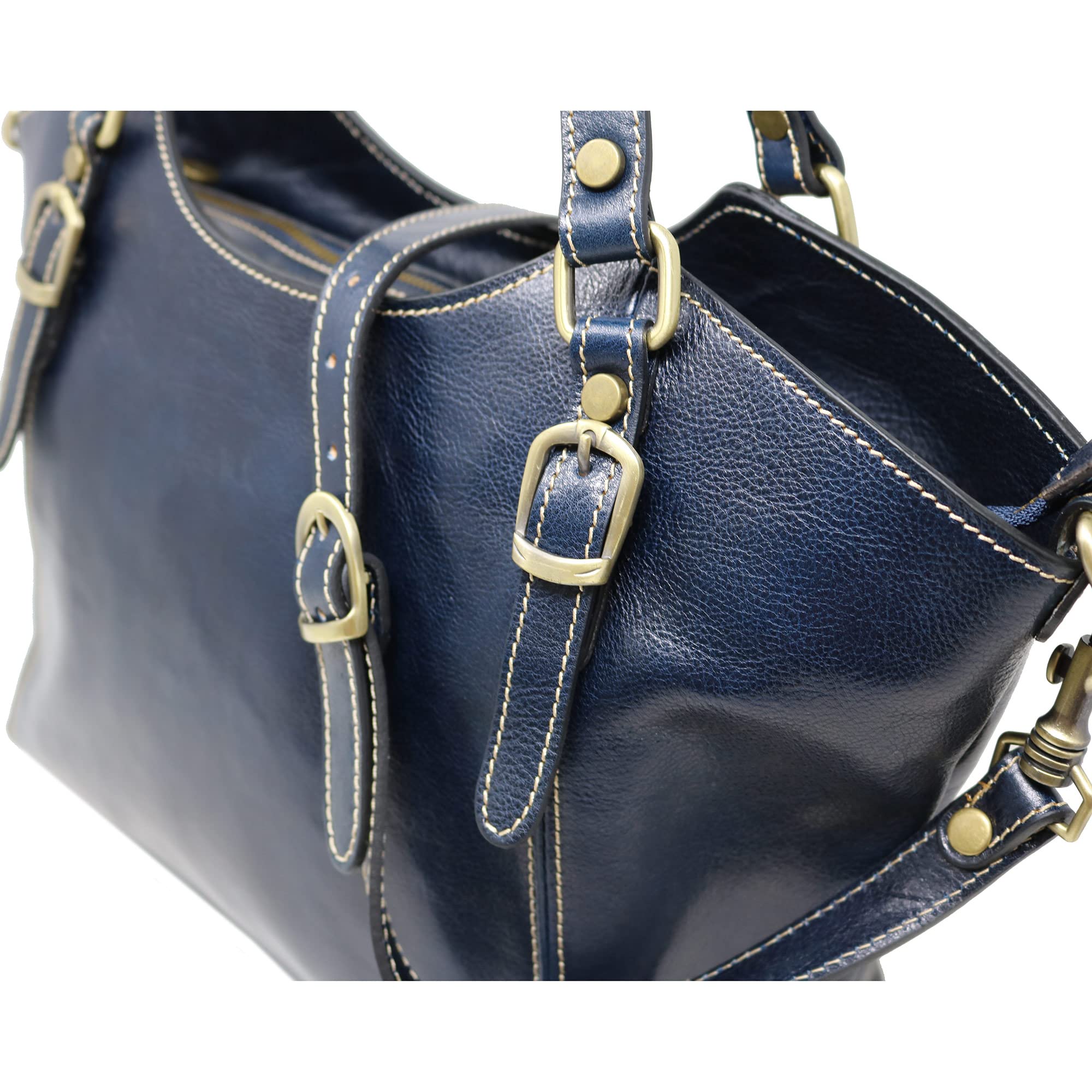 Floto Ischia Genuine Leather Shoulder Bag for Women - Stylish Handbag Purse with Adjustable Strap, Perfect for Work, Travel & Everyday Use