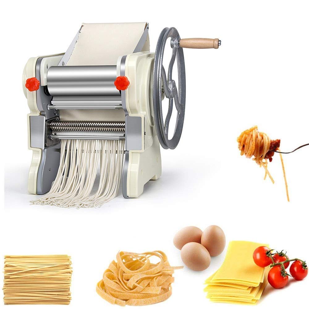 LIJCC Manual Pasta Maker Machine - Stainless Steel Pasta Roller & Noodle Maker for Fresh Homemade Spaghetti, Lasagna & Fettuccine | Perfect Kitchen Tool for Italian Cuisine & Family Cooking