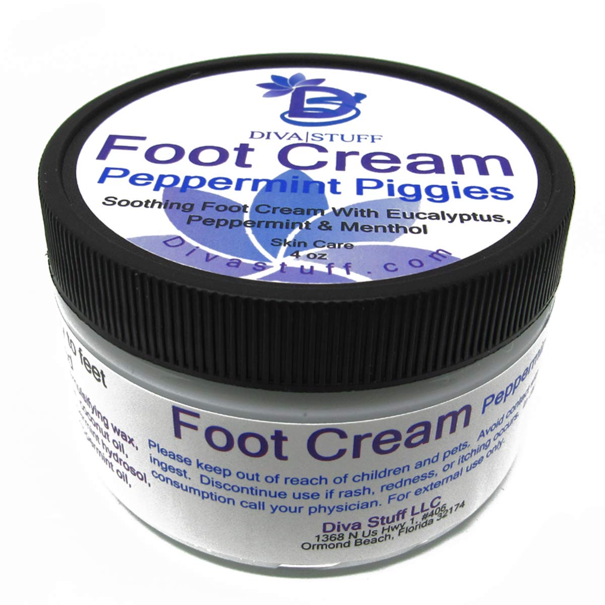 Diva Stuff Peppermint Piggies Soothing Foot Cream with Eucalyptus, Peppermint & Menthol - Moisturizing & Refreshing Foot Care for Cracked Heels & Tired Feet - Perfect for Post-Workout, Pedicures & Relaxation at Home