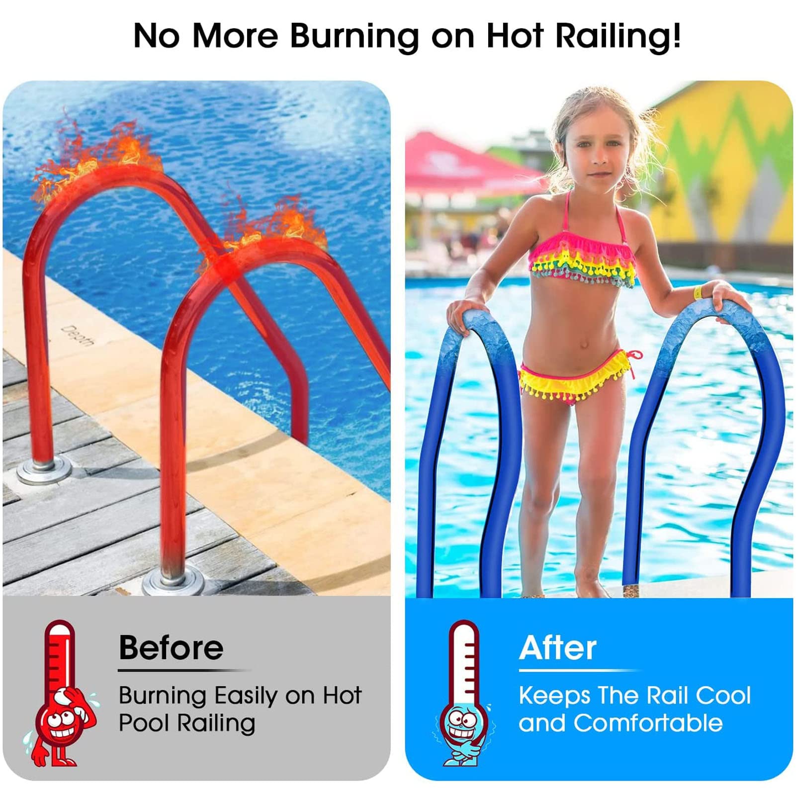 304 Stainless Steel Inground Pool Handrail with Blue Grip Cover - Rustproof Safety Railing for Swimming Pool Stairs | Durable Pool Rail with Anchors & Screws | Perfect for Pool Safety, Accessibility, and Easy Entry/Exit