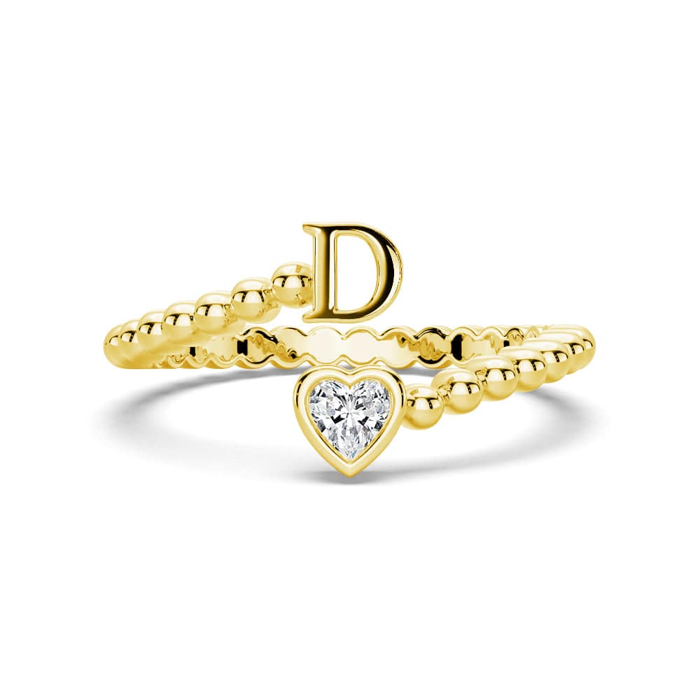 Lab Grown Diamond Personalized Initial Promise Ring for Women - Custom Engraved 14K Gold/White Gold Name Letter Ring - Perfect for Anniversaries, Engagements & Special Occasions