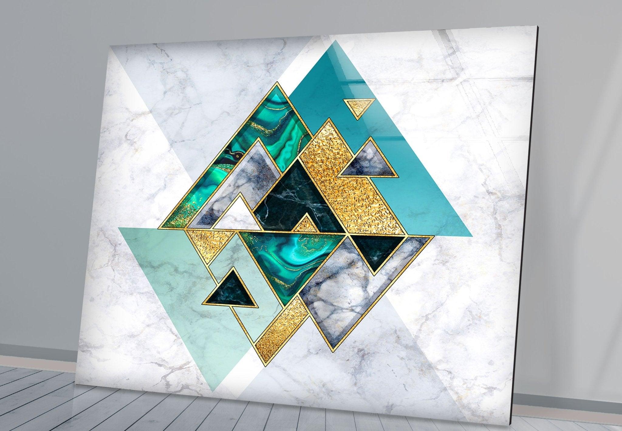 Abstract White Geometric Glass Wall Art - Modern Home Decor for Living Room, Bedroom & Office - Elegant Handmade Glass Panel for Stylish Interior Design
