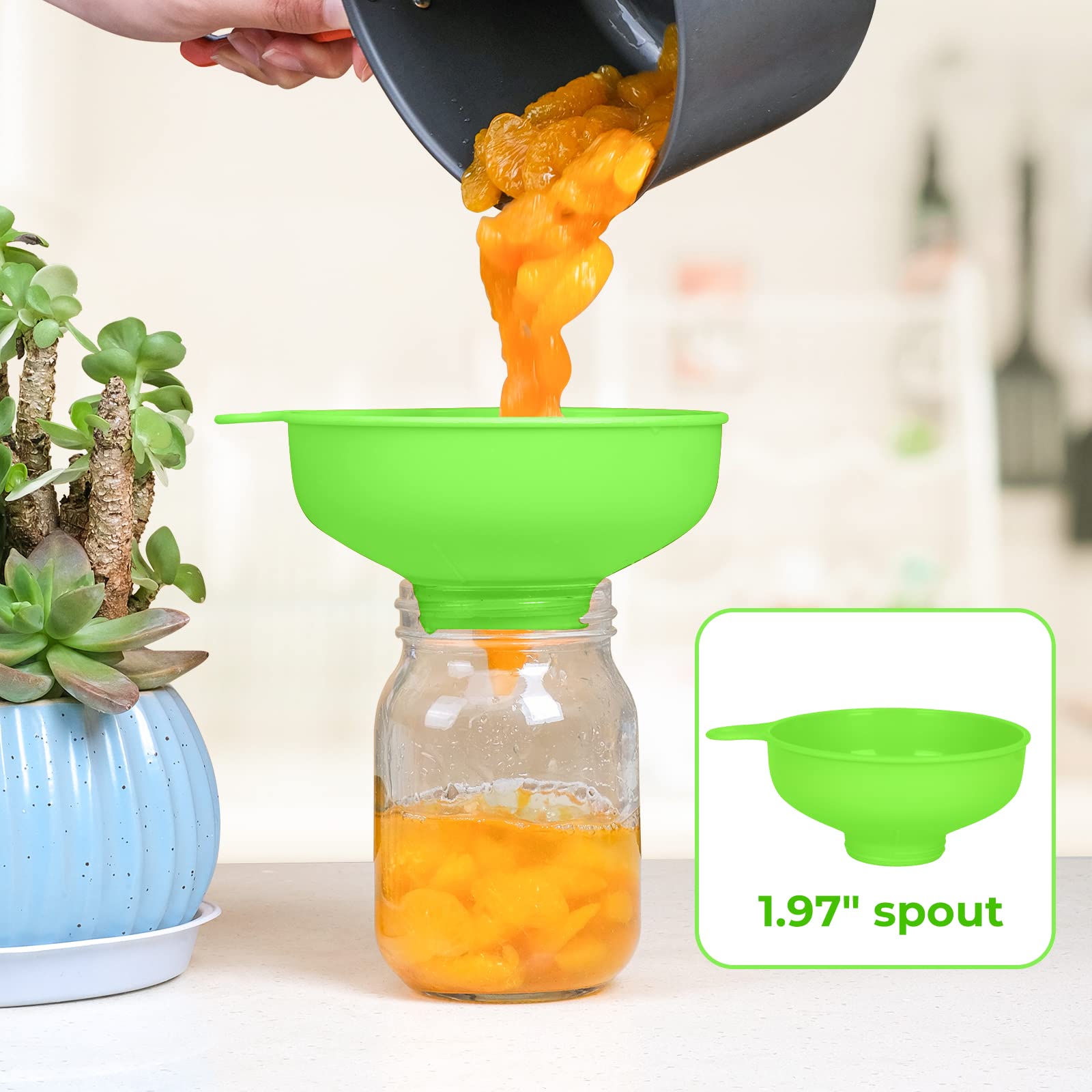 Wide Mouth Kitchen Funnel Set - 4 Size Food Grade Plastic Cooking Funnel for Mason Jars, Oil Bottles & Spice Containers - Perfect for Canning, Baking, DIY Shampoo & Sauce Making