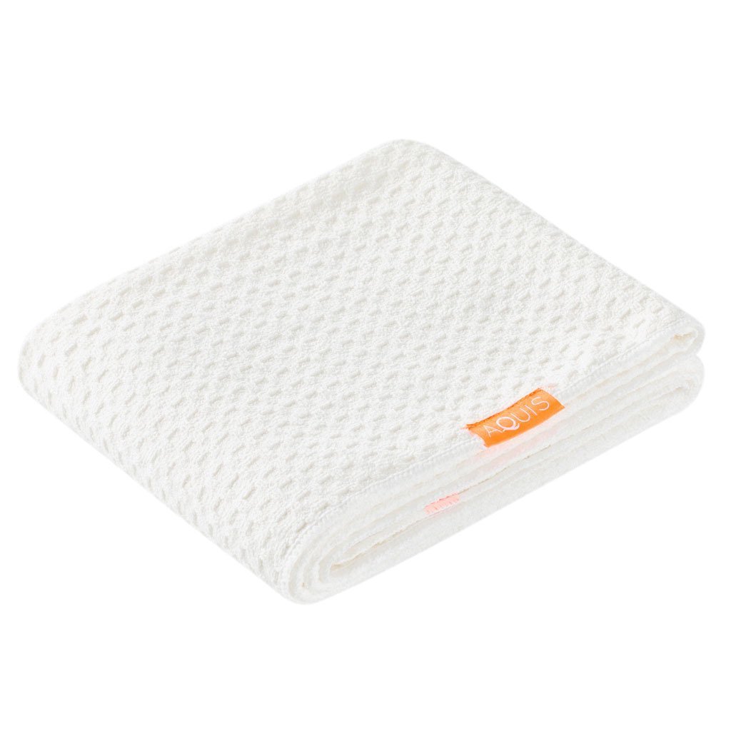 Luxury Waffle Weave Long Hair Towel - Super Absorbent & Soft Microfiber Hair Wrap for Women - Perfect for Salon, Spa, Home & Travel Use (White)