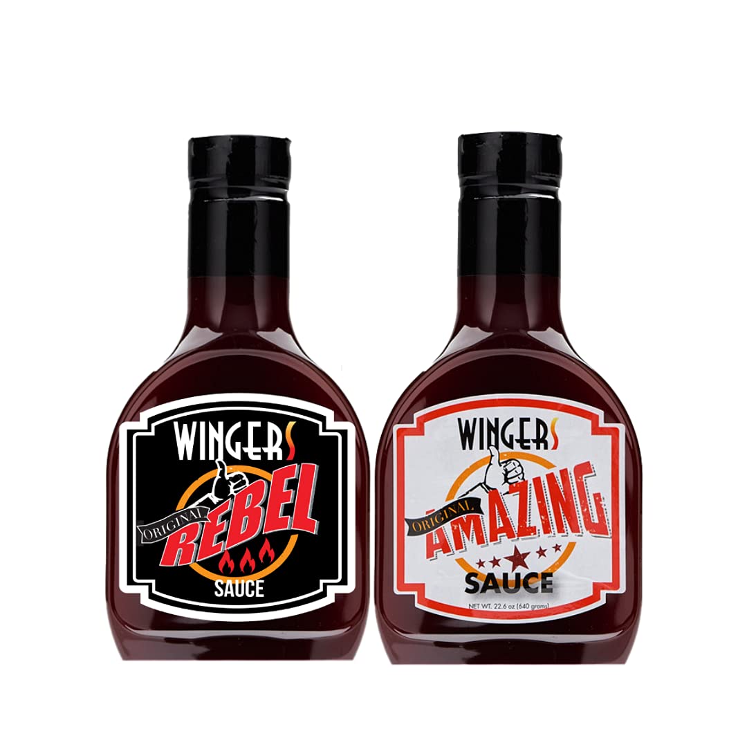 WINGERS Sweet & Spicy Wing Sauce Combo Pack (22.6 oz x2) - Mild Heat Grilling & Dipping Sauce for Chicken, Pork, Beef, Seafood | Perfect for BBQs, Game Nights & Family Gatherings