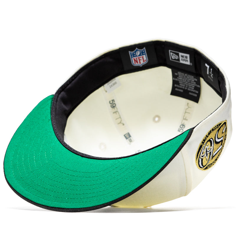 New Era x Politics New Orleans Saints 59FIFTY Fitted Hat - Chrome/Black - Official NFL Snapback Cap for Men & Women - Perfect for Game Day, Sports Events & Streetwear Fashion