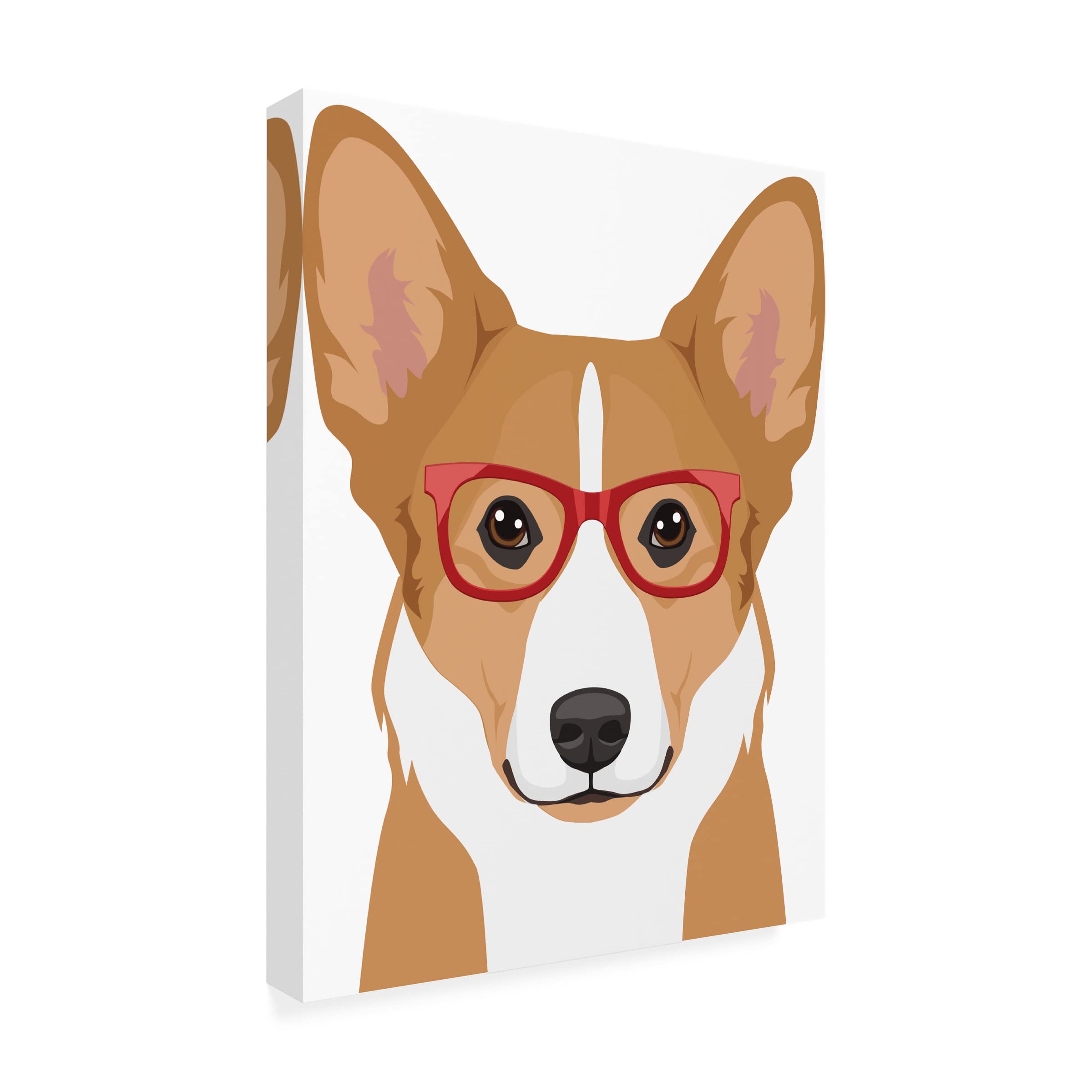 Trademark Fine Art 'Corgi Wearing Hipster Glasses' Canvas Wall Art Print - Cute Dog Home Decor for Living Room, Bedroom & Office