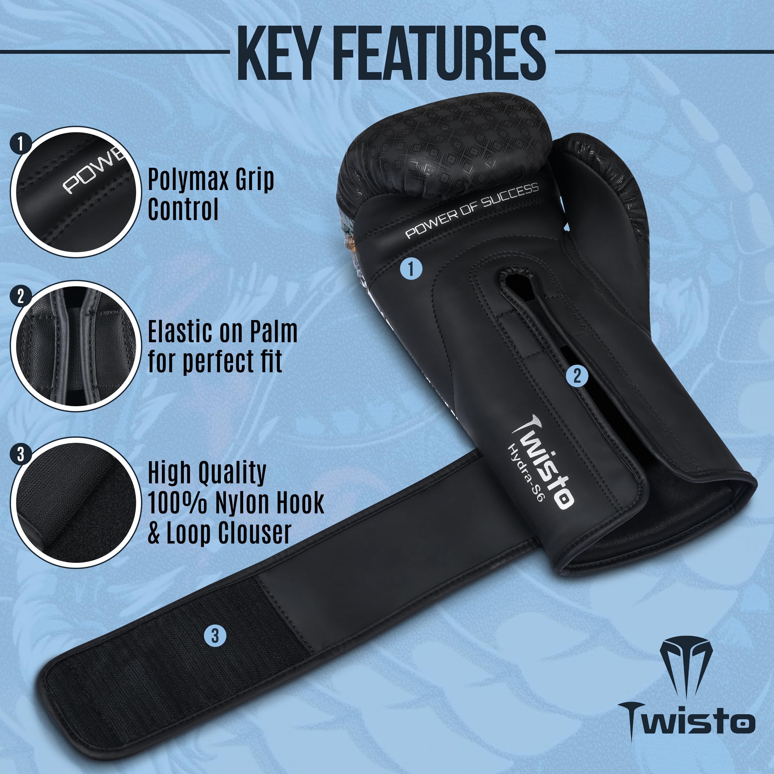 **Twisto S6 Professional Boxing Gloves for Muay Thai, Kickboxing, Heavy Bag Training, MMA & Fitness - Premium Fight Gloves for Men & Women - Ideal for Gym, Sparring & Competition**