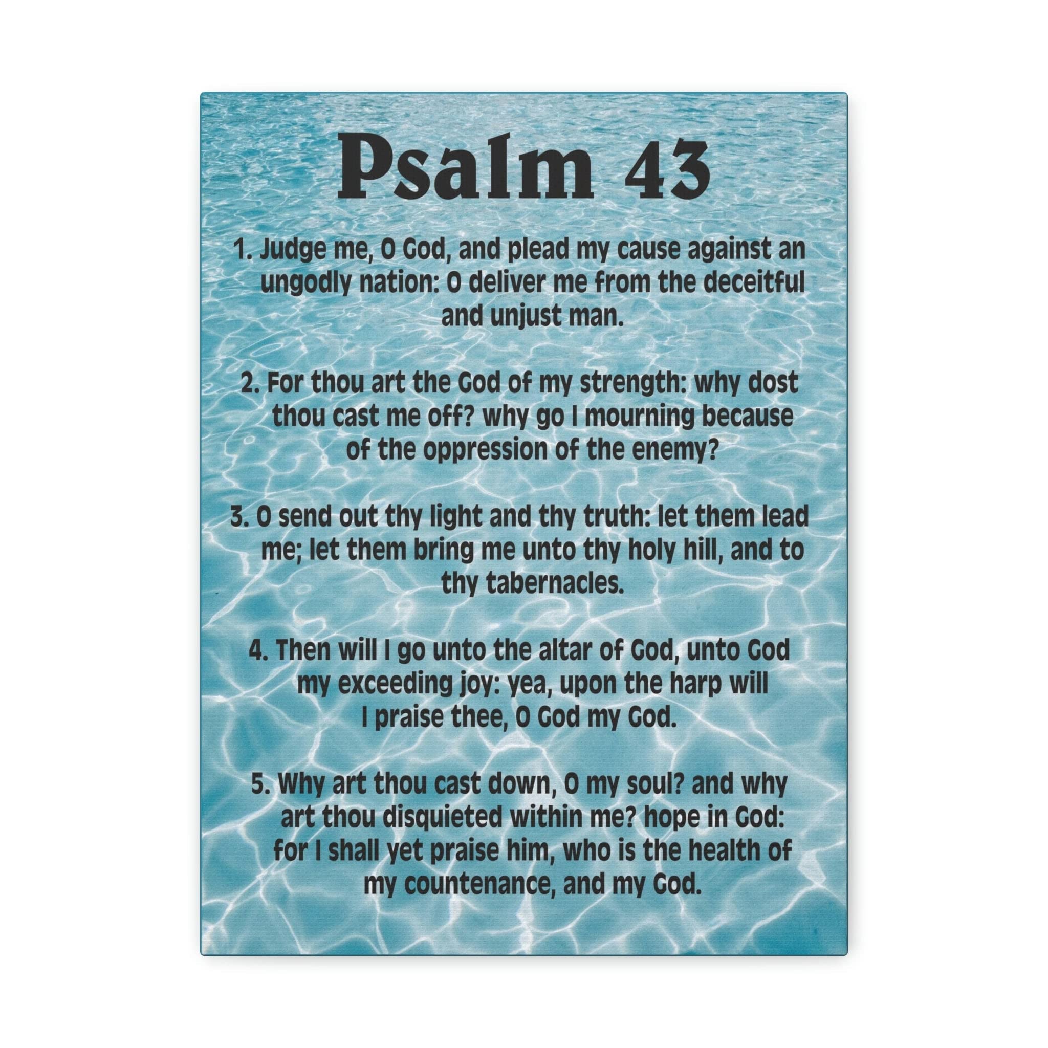 Christian Wall Art - Bible Verse Canvas Print with Psalm 43: Judge Me Scripture - Inspirational Home Decor for Living Room, Bedroom & Church