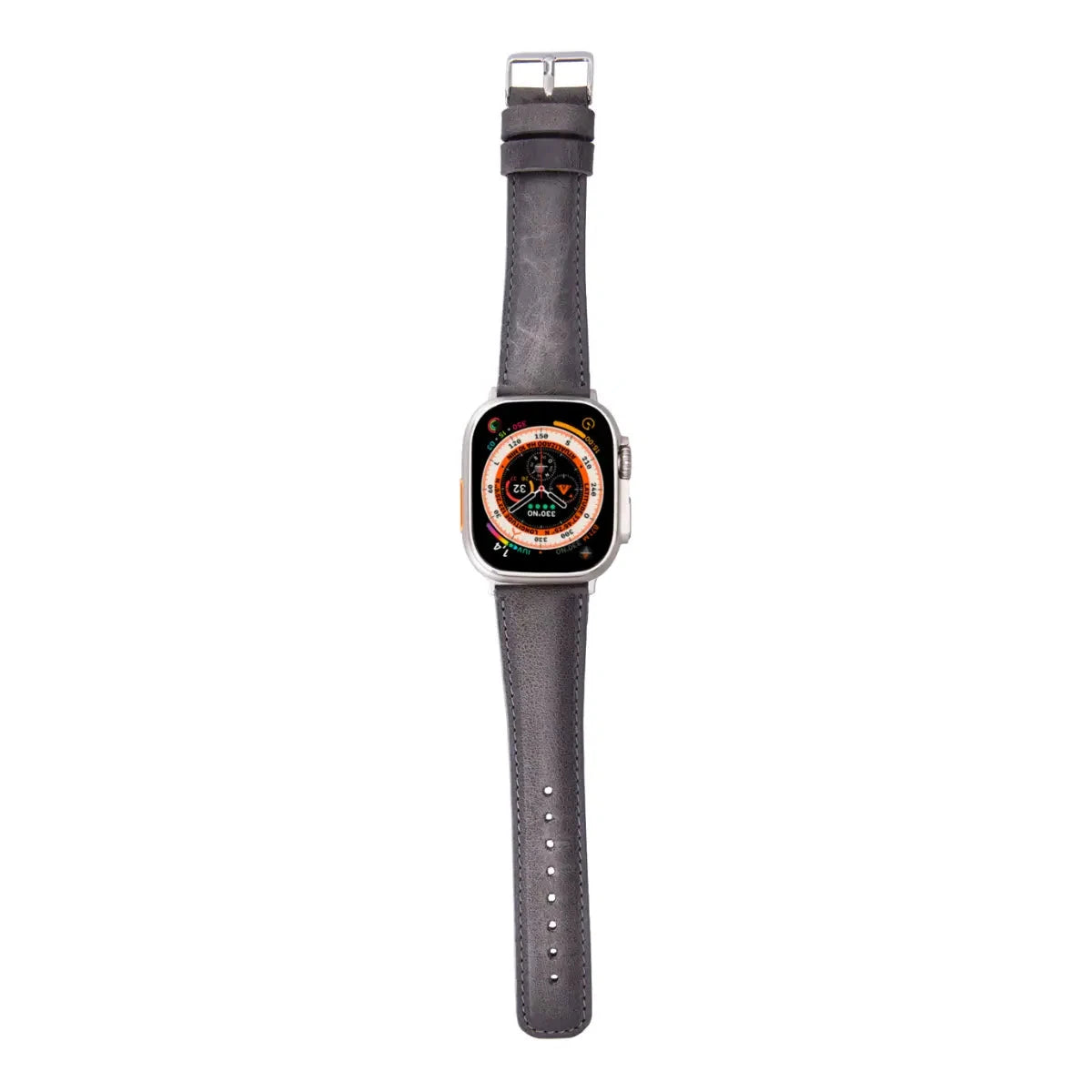 Premium Burnished Gray Leather Apple Watch Band - Classic & Stylish Replacement Strap for Apple Watch Series 1-9, SE & Ultra - Perfect for Work, Travel & Everyday Wear