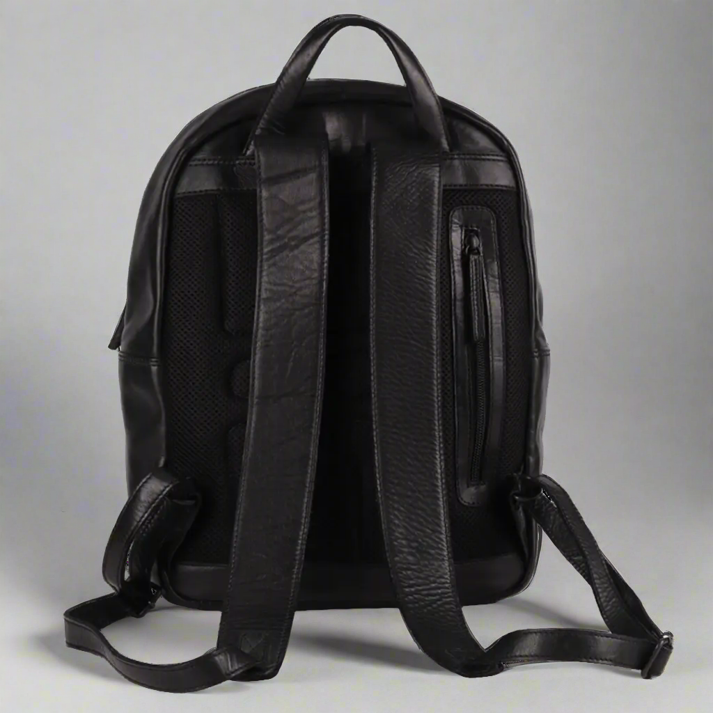 Two Strap Adjustable Leather Backpack for Men & Women - Durable Travel Laptop Bag for Work, School & Outdoor Adventures