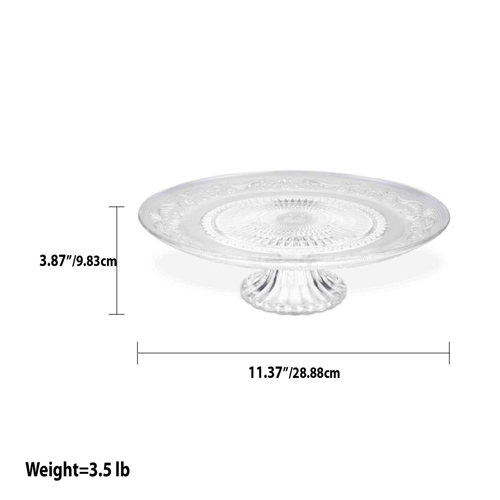 Home Basics Clear Glass Decorative Cake Plate - Elegant Serving Tray for Desserts, Pastries & Party Snacks - Perfect for Weddings, Tea Parties & Special Occasions
