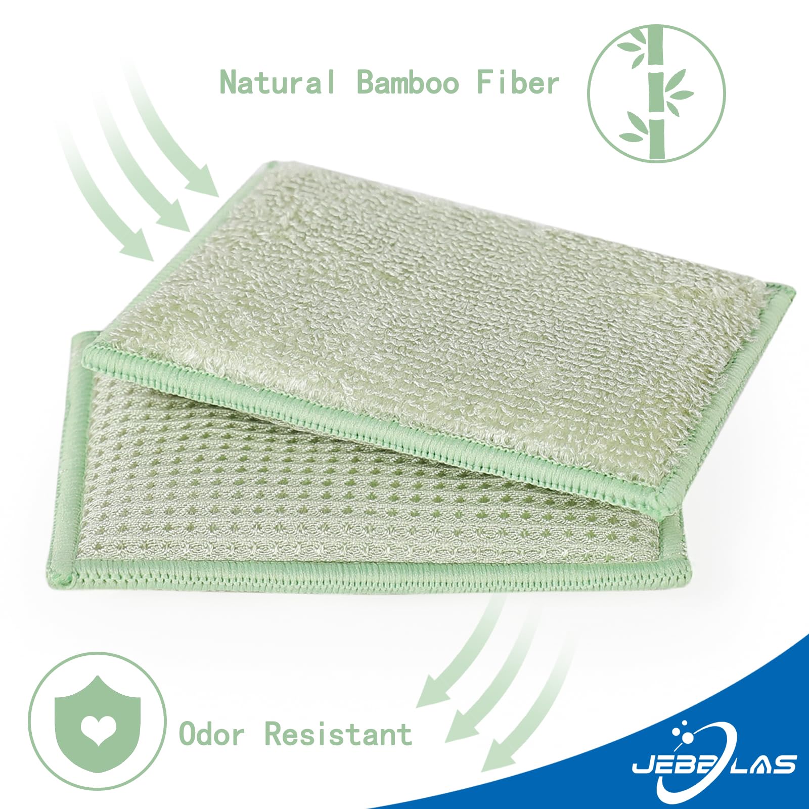 **JEBBIAS Natural Bamboo Sponges for Kitchen - Eco-Friendly, Reusable & Absorbent Dish Sponges (8-Pack, Beige) - Perfect for Washing Dishes, Cleaning Countertops & Bathroom Surfaces**