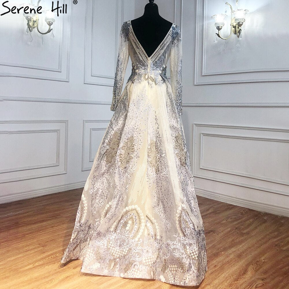 Luxury Muslim Gold Evening Dress with Overskirt - 2025 Lace Beaded Crystal Gown for Women | Formal Party, Wedding, Prom & Special Occasions