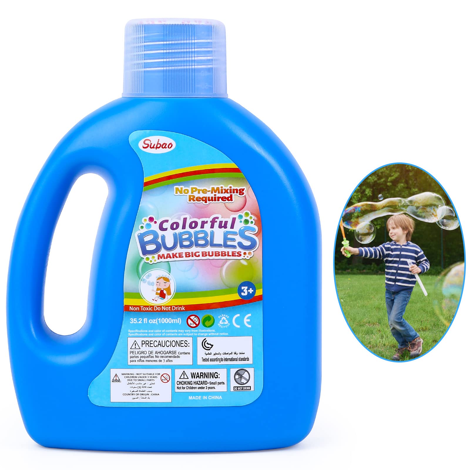 Non-Toxic Bubble Solution Refill - 35.2oz No Spill Bubble Liquid for Kids Bubble Machines & Wands | No Pre-Mixing Required | Safe for Summer Parties, Birthdays, Weddings & Outdoor Play