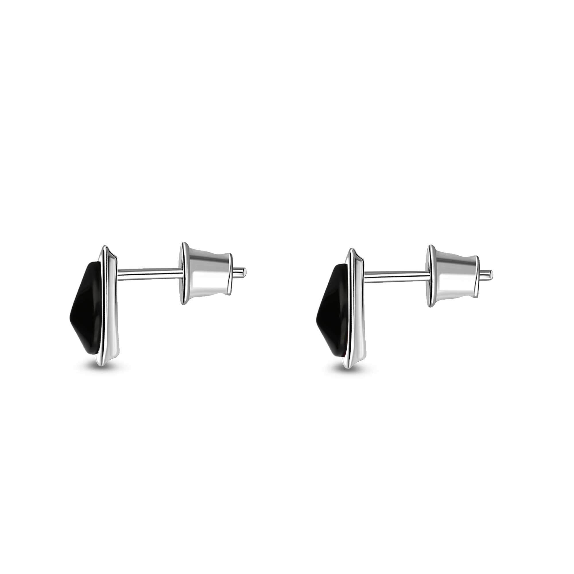 Sterling Silver Whitby Jet Pear Drop Stud Earrings for Women - Elegant Dangle Earrings for Everyday Wear & Special Occasions
