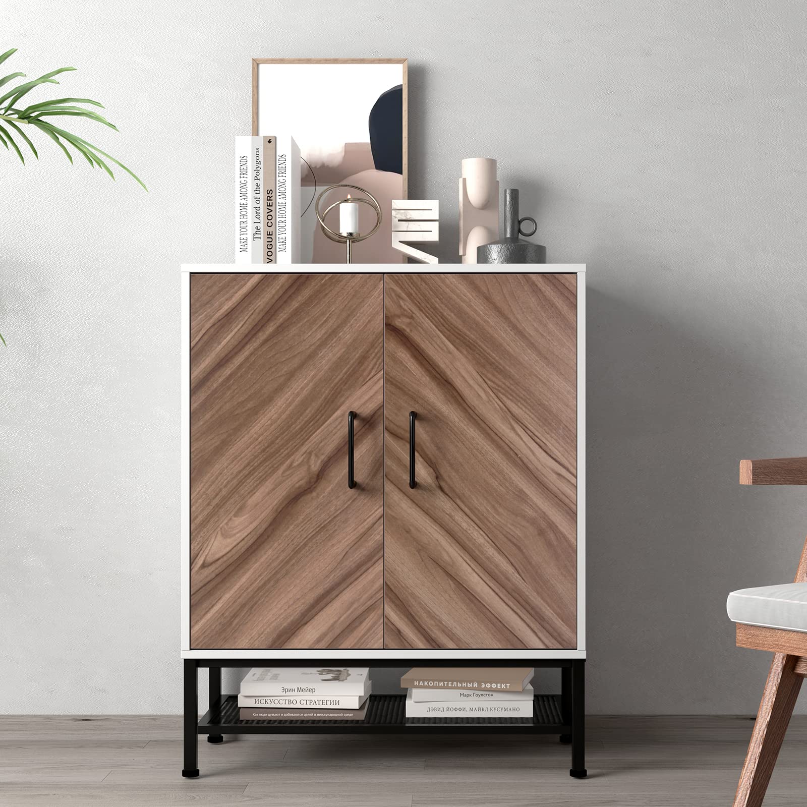 SOGES 2-Door Accent Storage Cabinet with Adjustable Shelf - Freestanding Sideboard for Entryway, Living Room, Kitchen, Bedroom & Office - Perfect for Organizing Home Decor, Dishes or Office Supplies